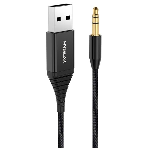 HVMLAK Aux Bluetooth 5.2 Car Adapter, USB Powered 3.5mm Jack, Handsfree Call, Music Streaming for Trucks Hi-Fi Home Stereo Systems - Image 1