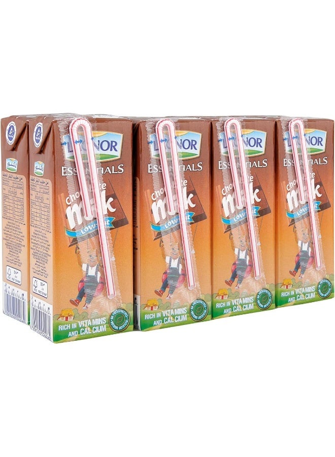 Lacnor Essentials Chocolate Milk, 100% Natural, Low Fat, Rich in Vitamin and Calcium, 28% Reduced Sugar, 180 ML Pack of 8 - Image 1