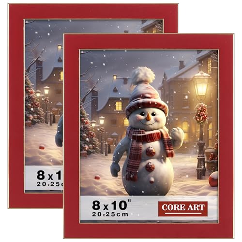 CORE ART 8x10 Picture Frames Red Photo Frames Set of 2, 8 by 10 Colorful Frame with HD Plexiglass, Wall or Tabletop Display - Image 1