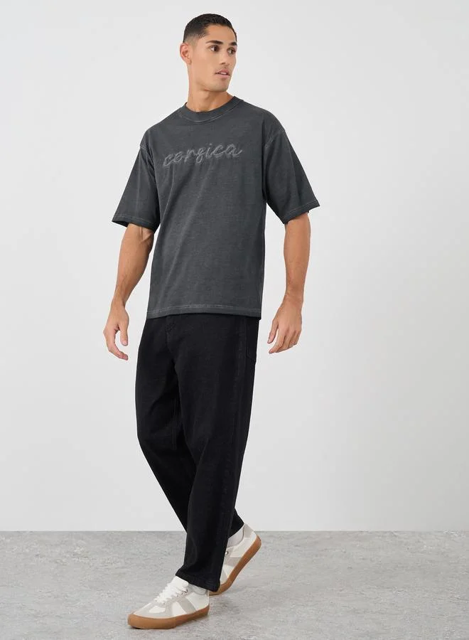 Styli Styli Slogan Print Oversized Crew Neck T-Shirt