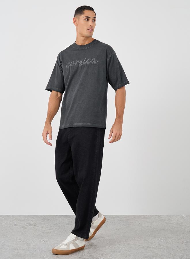 Styli Slogan Print Oversized Crew Neck T-Shirt - Image 2