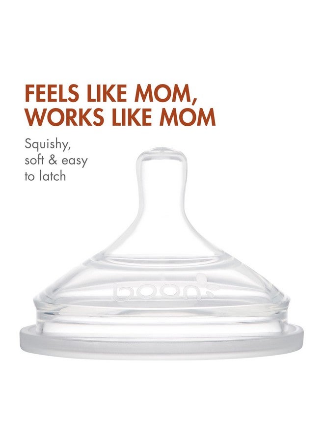 BOON Nursh Reusable Silicone Pouch Baby Bottles - Medium Flow Nipple - Silicone Baby Bottle Pouch And Nipple - Baby Feeding Essentials - Speckle - 3-6 Months - 3 Count - 8 Ounce - Image 3