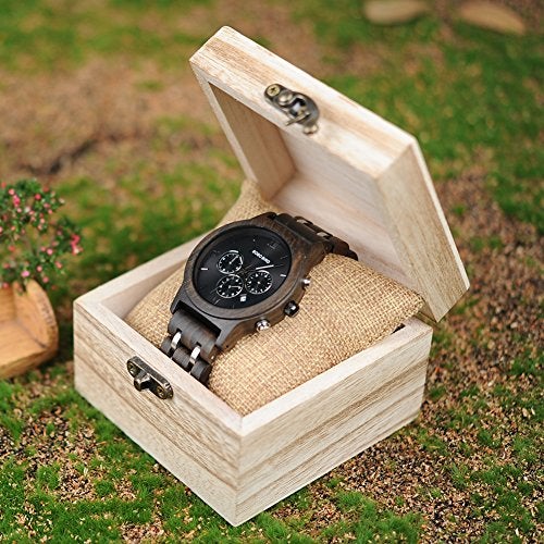 BOBO BIRD Mens Wooden Watches Luxury Wood Metal Strap Chronograph & Date Dispaly Quartz Watch Versatile Male Timepieces (Metal Black) - Image 3