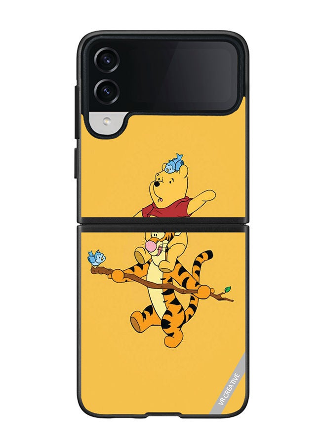 VR CREATIVE Protective Case Cover For Samsung Galaxy Z Flip4 Pooh Design Multicolour - Image 1