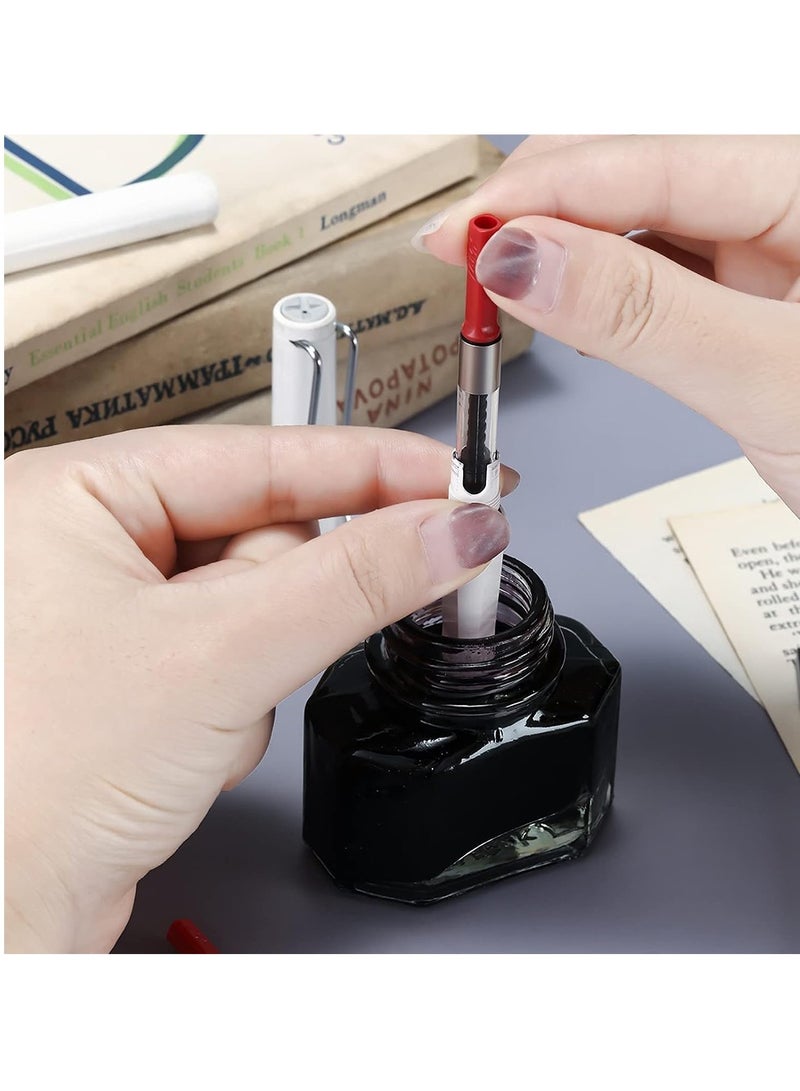 SOLARAE محول حبر قلم حبر عالمي عالمي لمحول خرطوشة حبر القلم القابل لإعادة التعبئة قياسي محول حبر مكبس أحمر، 6 قطع - Image 3