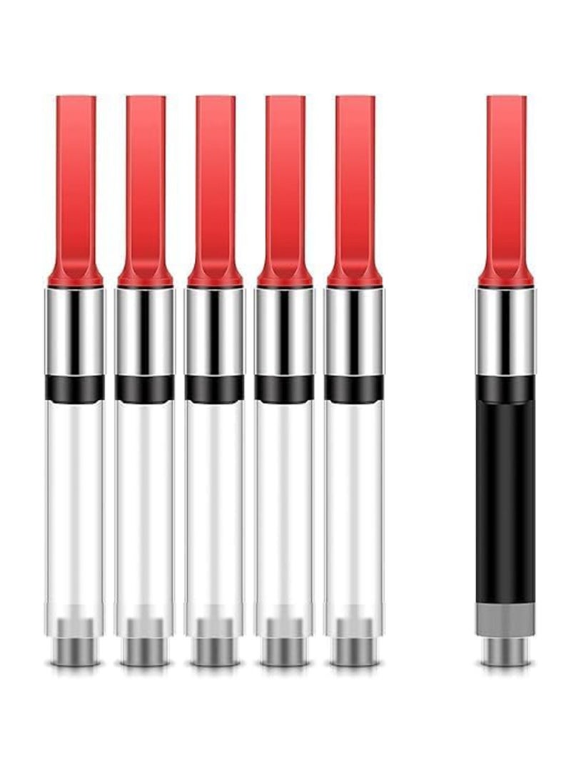 SOLARAE محول حبر قلم حبر عالمي عالمي لمحول خرطوشة حبر القلم القابل لإعادة التعبئة قياسي محول حبر مكبس أحمر، 6 قطع - Image 1