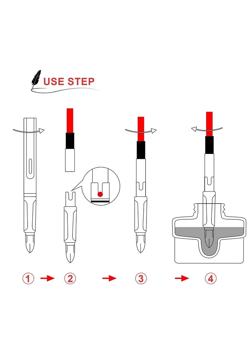 SOLARAE محول حبر قلم حبر عالمي عالمي لمحول خرطوشة حبر القلم القابل لإعادة التعبئة قياسي محول حبر مكبس أحمر، 6 قطع - Image 2