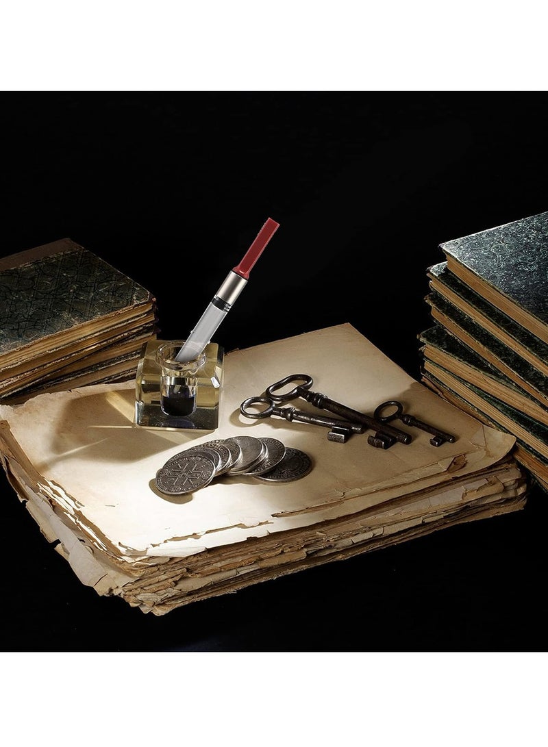 SOLARAE محول حبر قلم حبر عالمي عالمي لمحول خرطوشة حبر القلم القابل لإعادة التعبئة قياسي محول حبر مكبس أحمر، 6 قطع - Image 4