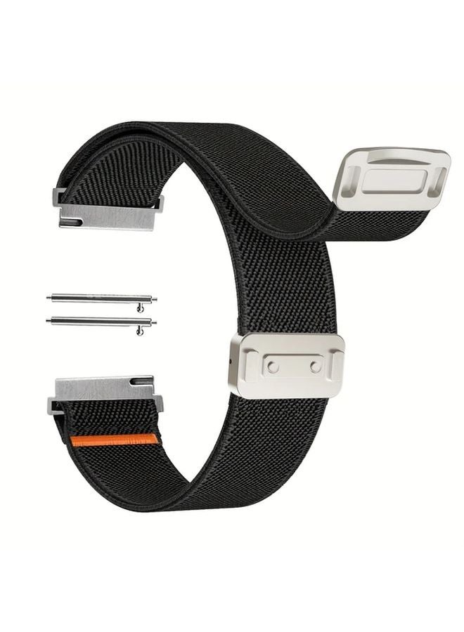 Black 18mm Nylon Magnetic Strap Quick Release Watch Band Compatible Samsung Galaxy Garmin Huawei - Image 1