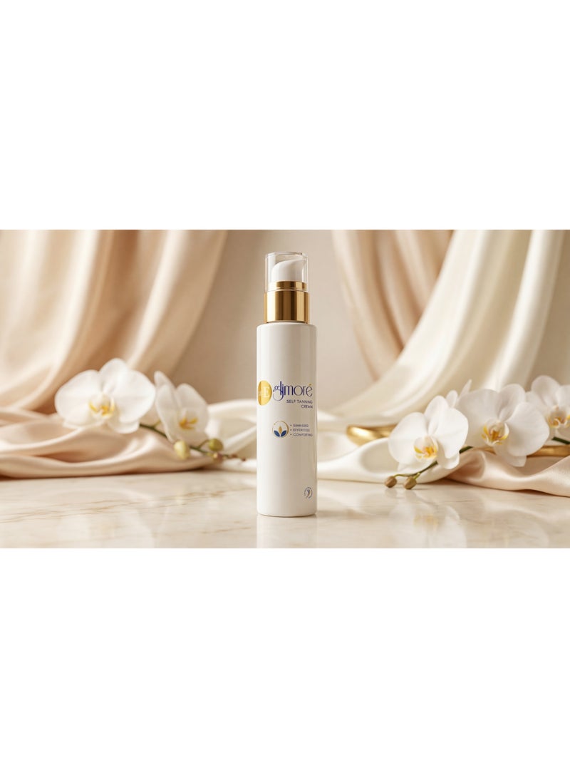 Glimore Self Tanning Cream 150 ml – Natural, Streak-Free Bronzer – Hydrating Aloe Vera + Vitamin E – UV-Free Sun-Kissed Glow in 4-6 h – Pleasant Citrus-Juniper Scent – Vegan, Quick-Dry, All Skin Types - Image 5
