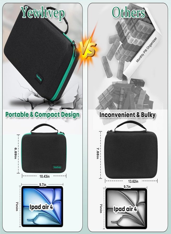 Yewltvep Monthly Pill Organizer 2 Times a Day with Weekly Pill Bag, 30 Day Pill Organizer 2 Times a Day with 32 Compartments, Monthly Stickers, Shoulder Strap, Hard Travel Case Medicine Vitamins Case - Image 4