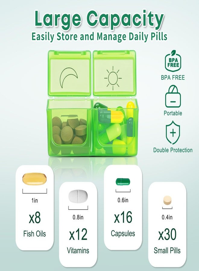 Yewltvep Monthly Pill Organizer 2 Times a Day with Weekly Pill Bag, 30 Day Pill Organizer 2 Times a Day with 32 Compartments, Monthly Stickers, Shoulder Strap, Hard Travel Case Medicine Vitamins Case - Image 2