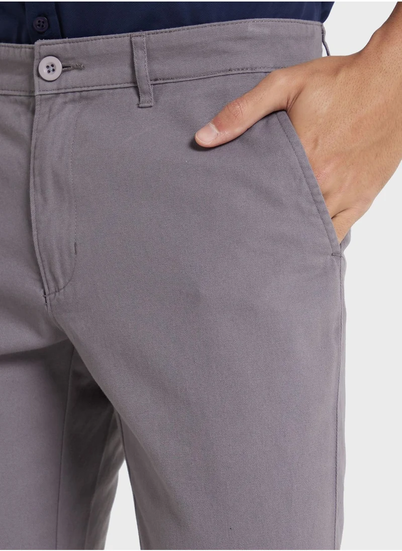 روبرت وود Men Grey Slim Fit Chinos