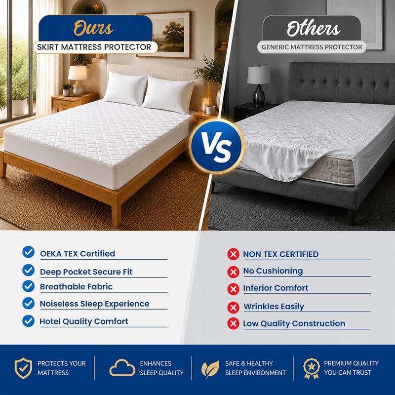 Yorkshire Bedding واقي مرتبة يوركشاير المزدوج بعمق 30 سم إضافي مضاد للحساسية من الألياف الدقيقة غطاء مرتبة مزدوج (135 × 190 + 30 سم) - Image 4