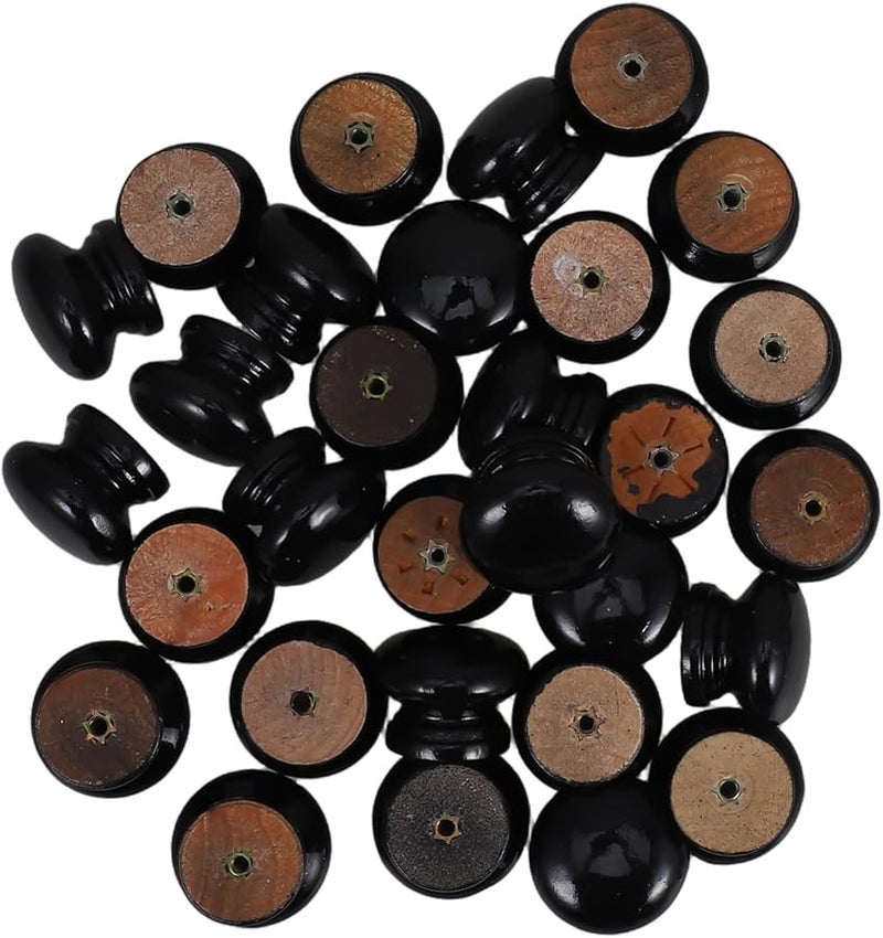 30pcs Natural Wood Mushroom Cabinet Knobs Drawer Pulls Single Hole Dresser Handles With Screws - Image 1