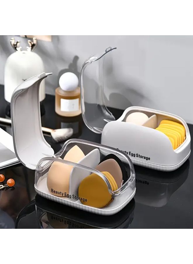 White Cover Letter Makeup Stand Dustproof Plastic Cosmetic Organizer With Safety Lid - Image 1
