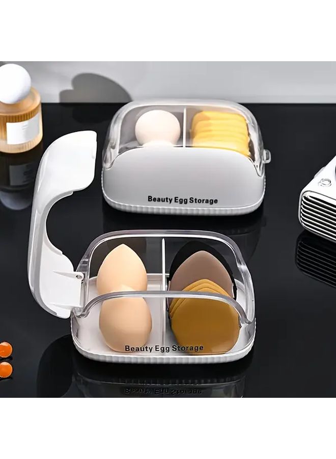 White Cover Letter Makeup Stand Dustproof Plastic Cosmetic Organizer With Safety Lid - Image 2