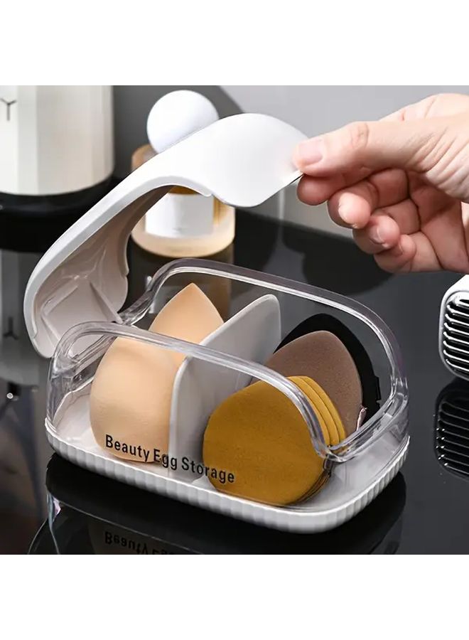 White Cover Letter Makeup Stand Dustproof Plastic Cosmetic Organizer With Safety Lid - Image 4