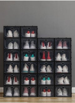 HomarKet 24 Pack Shoe Storage Box Clear Plastic Stackable Shoe Organizer for Closet Space Saving Foldable Shoe Sneaker Containers Bins Holders  - Image 4
