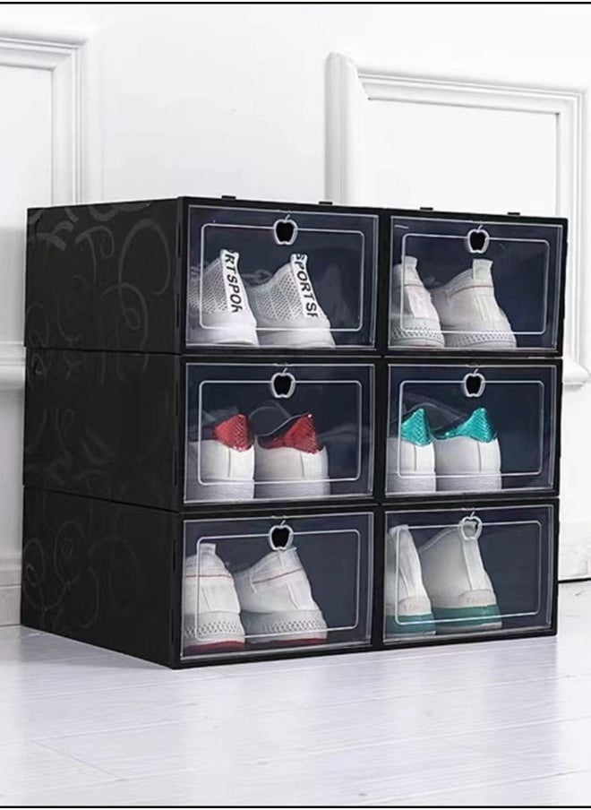 HomarKet 24 Pack Shoe Storage Box Clear Plastic Stackable Shoe Organizer for Closet Space Saving Foldable Shoe Sneaker Containers Bins Holders  - Image 3