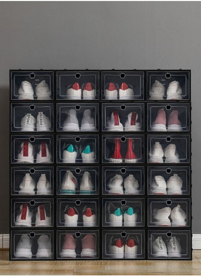 HomarKet 24 Pack Shoe Storage Box Clear Plastic Stackable Shoe Organizer for Closet Space Saving Foldable Shoe Sneaker Containers Bins Holders  - Image 2