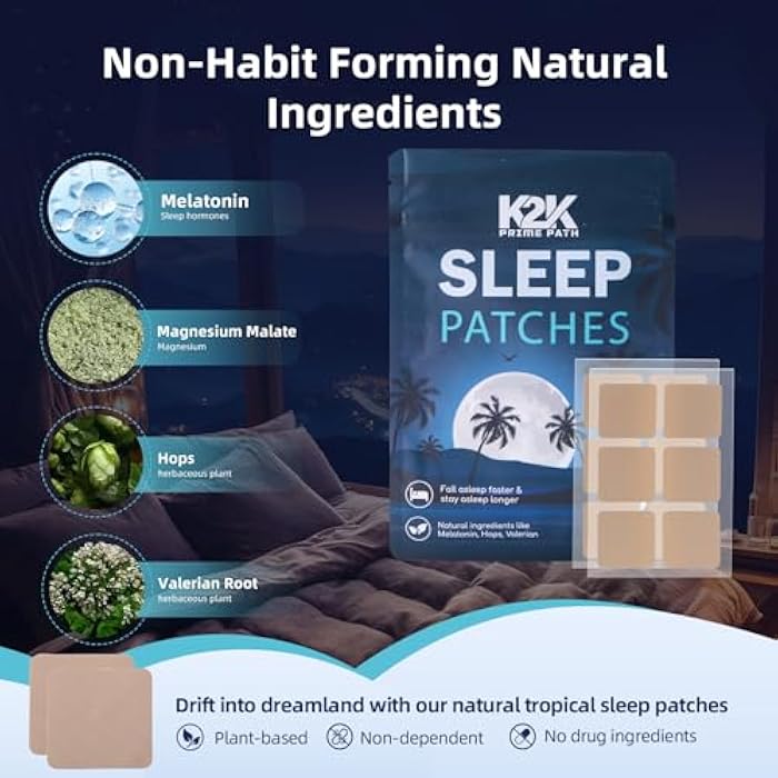 K2K PRIMEPATH Original Sleep Patches for Adults Extra Strength | Easy-to-Apply Sleep Patch with Melatonin & Valerian | Relax & Wake Up Refreshed | Long-Lasting Night Comfort for Men & Women | 30 Patches - Image 3