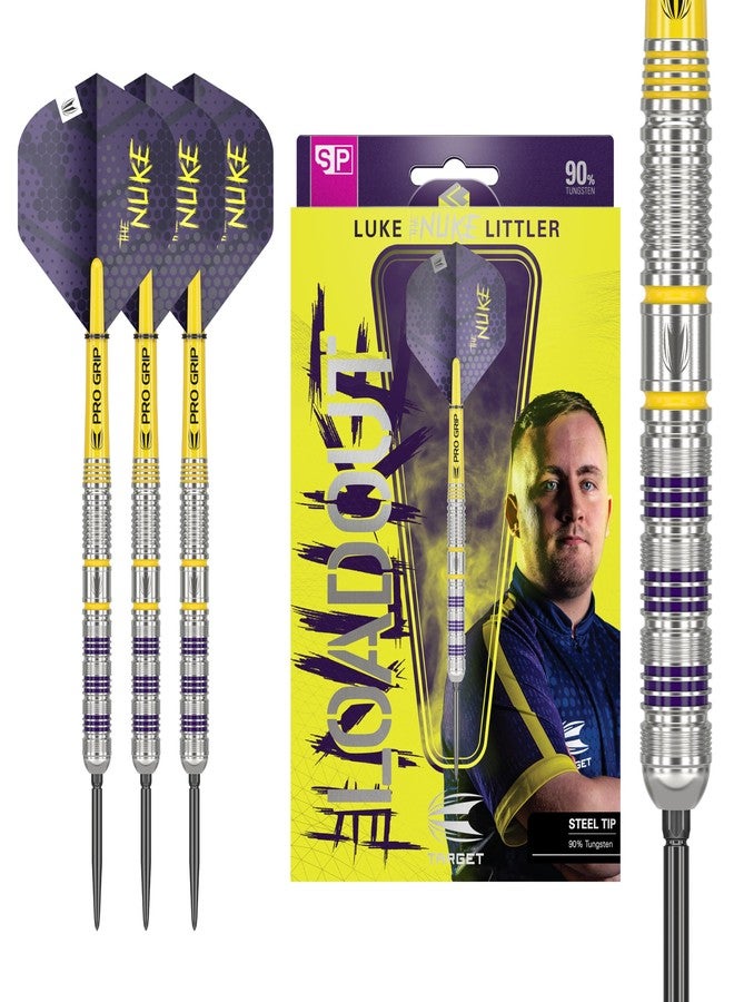 Target Darts Luke Littler Loadout Steel Tip Swiss Point Darts, 90% Tungsten Dart, 23G | Steel Tip Dart Set, Player Edition Swiss Points Dart Sets with Tool, Pro Grip Shafts & No.2 Flights - Image 1
