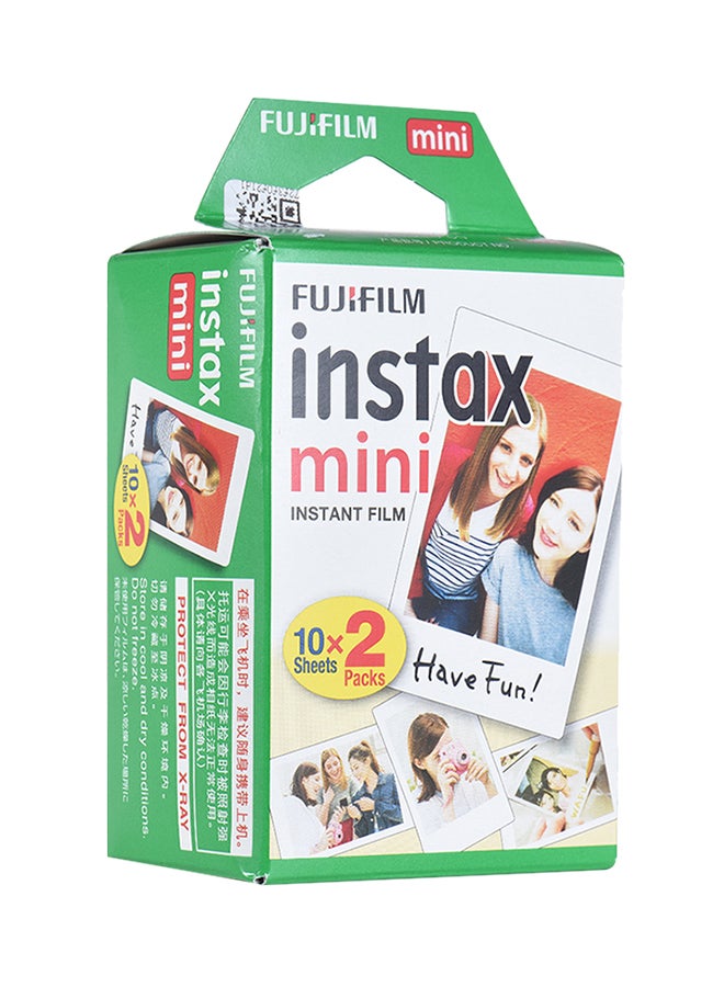 FUJIFILM 20 Sheets Instax Mini White Film Photo Paper 7s/8/25/90/9 White - Image 1