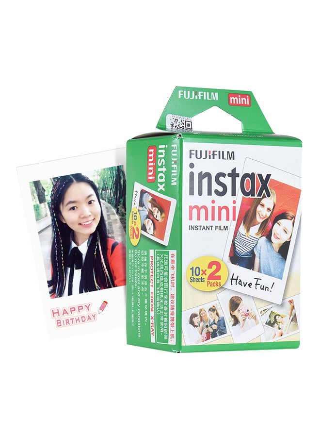 FUJIFILM 20 Sheets Instax Mini White Film Photo Paper 7s/8/25/90/9 White - Image 2
