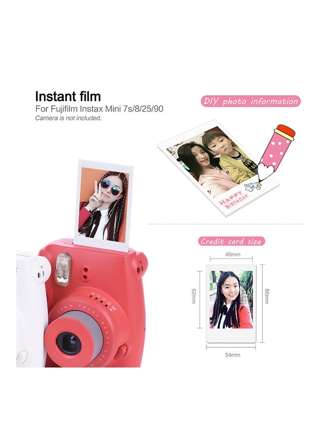 FUJIFILM 20 Sheets Instax Mini White Film Photo Paper 7s/8/25/90/9 White - Image 3