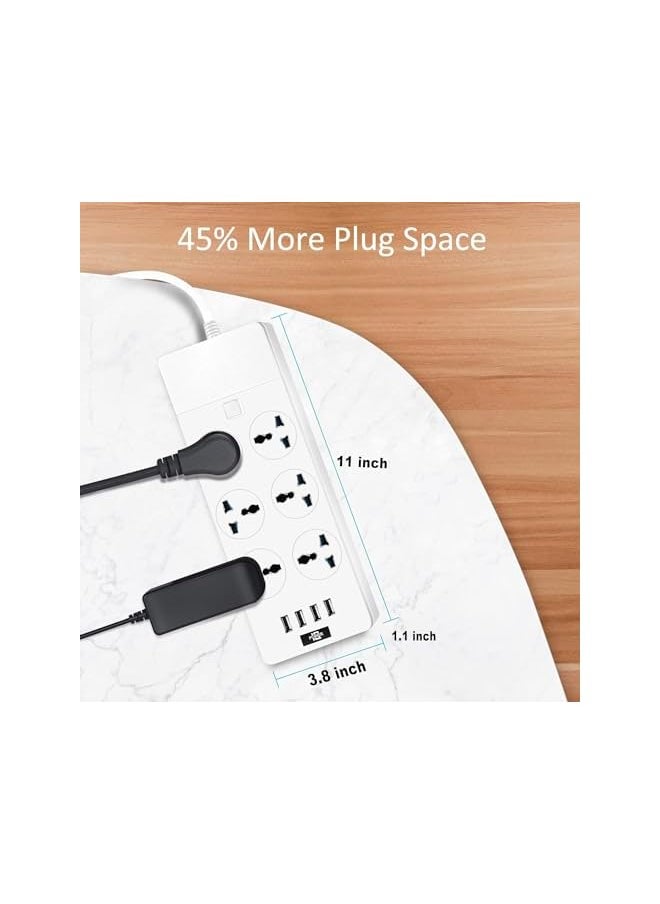 PROMASS promass Power Strip 5M,UK Extension Lead with 4 (2.1A) USB Slots, 6 Gang Electrical Sockets & Built-in Fuse, 3000W Surge & Shutter Protected 5M/16.4FT Wall Mount Extension Cable  - Image 3