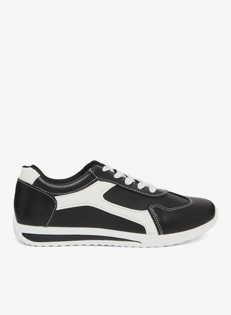 Take Two Black Panelled Lace-Up Sneakers