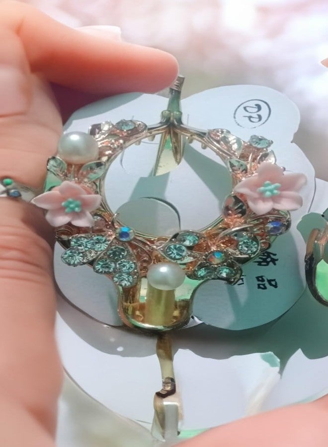 صن رينج مشابك شعر صن رينغ للنساء، دبابيس شعر من سبائك معدنية مرصعة بأحجار الراين للنساء والفتيات، مشابك شعر أنيقة وعصرية بتصميم متوهج، دبابيس شعر زنبركية، إكسسوارات شعر، هدية للنساء والفتيات - Image 2