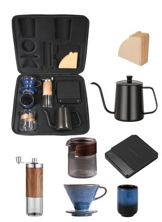 Travel V60 Drip Coffee Set All in 1 Portable Carry Bag, 7-Piece Completed Pour Over Coffee Maker Set, Hand Brew Coffee Accessoris Tools Kit - pzsku/ZAB4A6A220F0E06303729Z/45/1746382968/987345fd-df77-4533-9c7b-b8c9814e149a