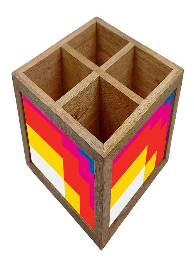 Nutcase Wooden Cutlery Stand Holder Silverware Caddy Spoons Forks Knives Organizer for Dining Table & Kitchen -Made in India-Spoons NOT Included - Boxed Pattern - Image 3