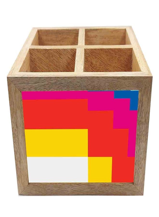 Nutcase Wooden Cutlery Stand Holder Silverware Caddy Spoons Forks Knives Organizer for Dining Table & Kitchen -Made in India-Spoons NOT Included - Boxed Pattern - Image 4
