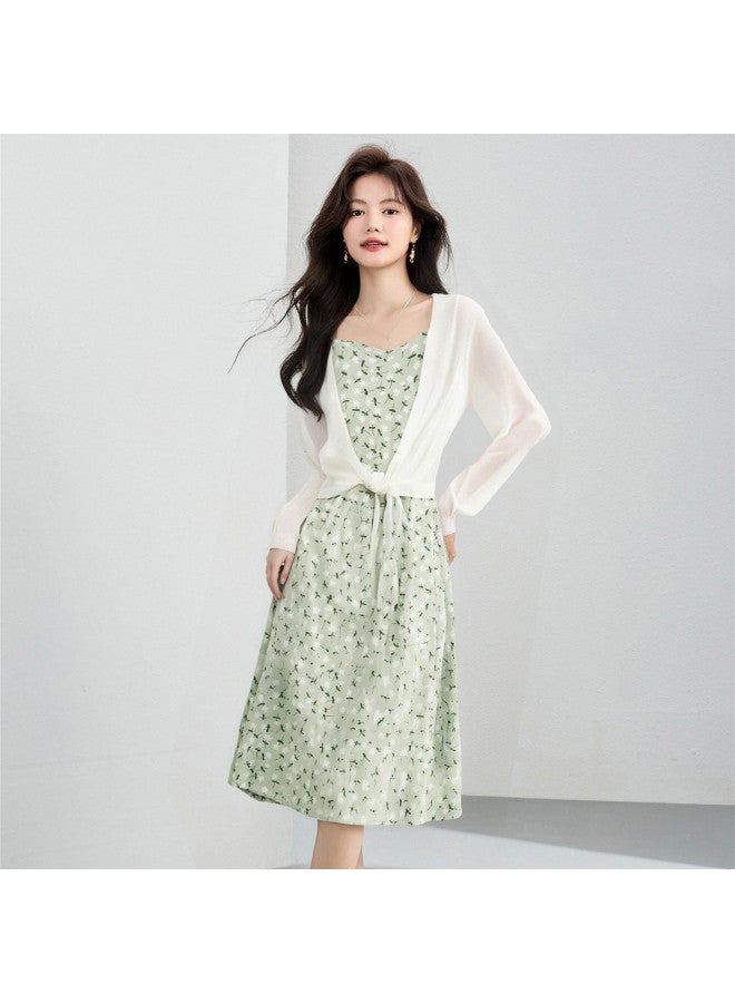 Tucano Summer Long Sleeve Sun Protection Knitted Top With Slip Dress Two-Piece Set For Women - Image 3