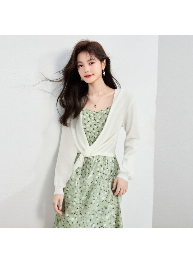 Tucano Summer Long Sleeve Sun Protection Knitted Top With Slip Dress Two-Piece Set For Women - Image 2