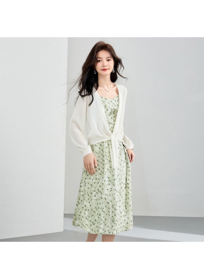 Tucano Summer Long Sleeve Sun Protection Knitted Top With Slip Dress Two-Piece Set For Women - Image 4