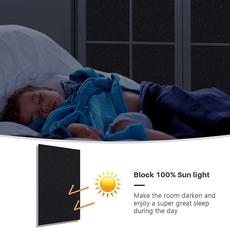 ELECDON Privacy Window Film, Blackout Window Film Self Adhensive Glass Film Opaque No Glue Static Cling Sticker for Office Day Sleep, Bathroom Living Room and Kitchen Anti UV (45 * 100cm) - Image 2