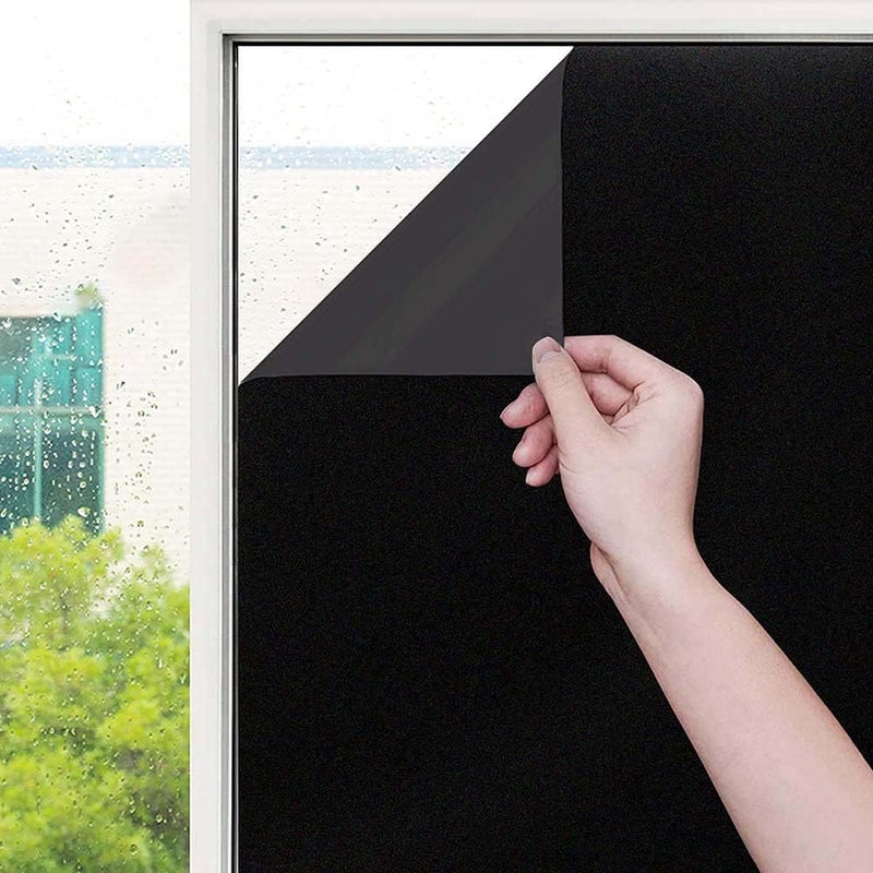 ELECDON Privacy Window Film, Blackout Window Film Self Adhensive Glass Film Opaque No Glue Static Cling Sticker for Office Day Sleep, Bathroom Living Room and Kitchen Anti UV (45 * 100cm) - Image 1