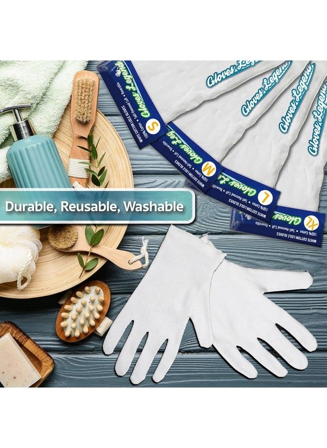 Gloves Legend 6 Pairs (12 Gloves) Gloves Legend White 100% Cotton Moisturizing Gloves For Dry Hand Eczema Sleeping Nighttime Cotton Cloth Moisturizing Gloves Women Size Small  - Image 3