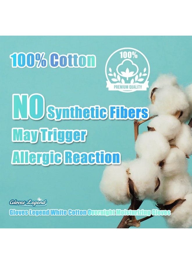 Gloves Legend 6 Pairs (12 Gloves) Gloves Legend White 100% Cotton Moisturizing Gloves For Dry Hand Eczema Sleeping Nighttime Cotton Cloth Moisturizing Gloves Women Size Small  - Image 4