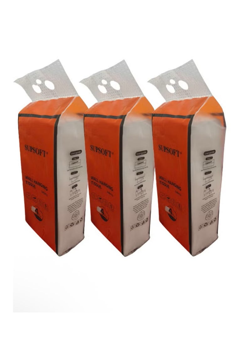 سوبسوفت علبة من 3 علب مناديل حائطية، 4 طبقات، تحتوي كل علبة على 1200 منديل - Image 3