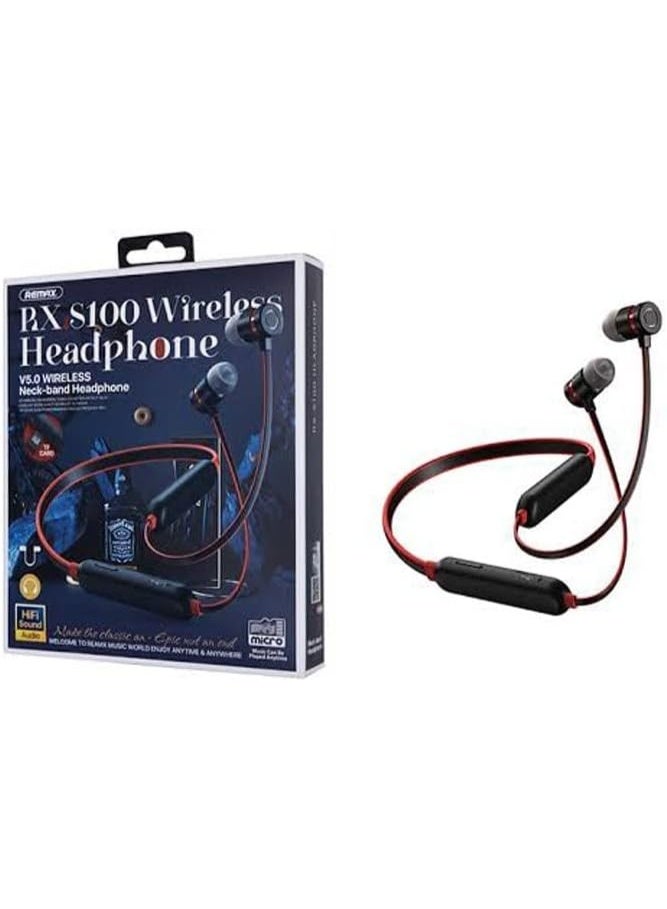 REMAX RX-S100 Wireless Bluetooth Neckband Headphones with SD Card Support, 120mAh Battery, Titanium Speakers, Bluetooth 5.0, and HD Stereo Sound , Comfortable, Stylish & Long Lasting - Image 3