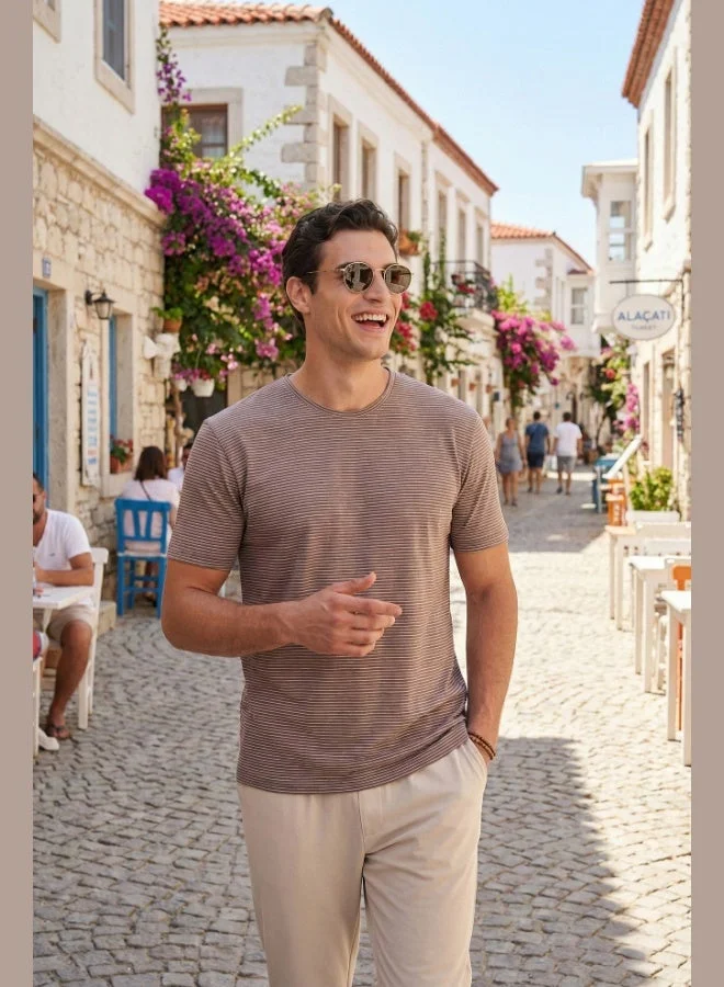 Buratti Buratti Cotton Regular Fit Striped Crew Neck T-Shirt Men's T-SHIRT 5904030