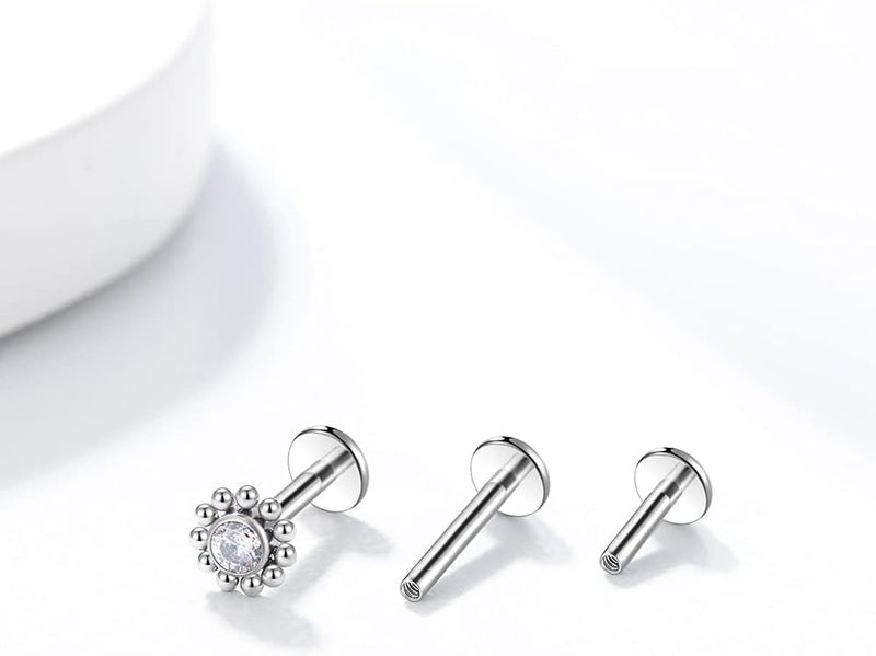 KaseStyle G23 Titanium Labret Studs 16G Lip Studs Cluster Earrings Piercing Internally Threaded Medusa Ring Cartilage Monroe Piercing Jewelry - Image 2
