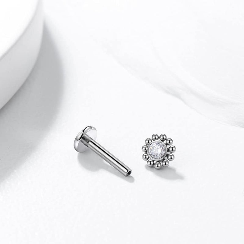 KaseStyle G23 Titanium Labret Studs 16G Lip Studs Cluster Earrings Piercing Internally Threaded Medusa Ring Cartilage Monroe Piercing Jewelry - Image 3