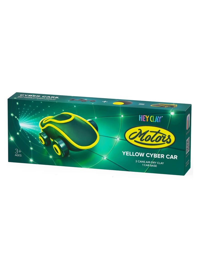 HEY CLAY Cyber Cars YELLOW CYBER CAR Colourful modelling air-dry clay, 2 cans with fun interactive app for kids 3 years + - Image 1