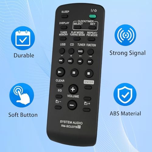 Kassionel Replacement Remote Control RMSCU37B Compatible for Sony LBT-SH2000 RM-SCU37 CMT-FX205 CMT-FX200 MHC-EX700 MHC-EX600 Mini HI-FI Component System - Image 3